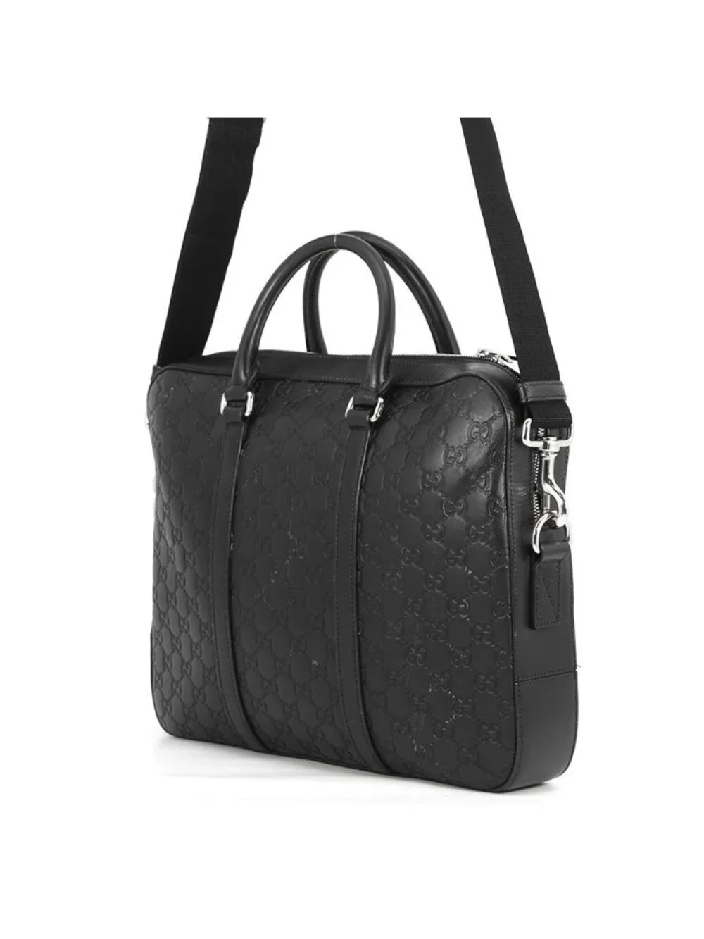 Gucci Shoulder Bag Briefcase GG Guccissima Leather Business 2-Way Black